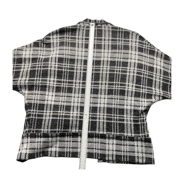 Peyton Jensen Black White Plaid Open Front Cardigan Sweater Women’s Medium - Picture 10 of 16